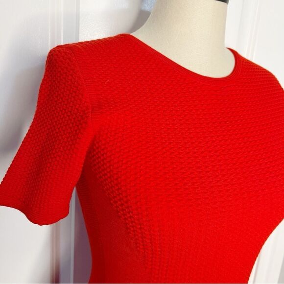 HUGO BOSS Fleala Knit Fit & Flare Dress Red Size Small - Picture 2 of 13